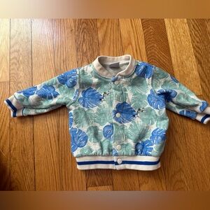 Petit bateau bomber jacket with tropical leaf print
